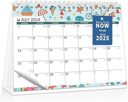 SUNEE Calendario de escritorio pequeño 2024-2025 de 8 x 6 pulgadas, calendario pequeño de 21 meses desde ahora hasta junio de 2025, mini calendario