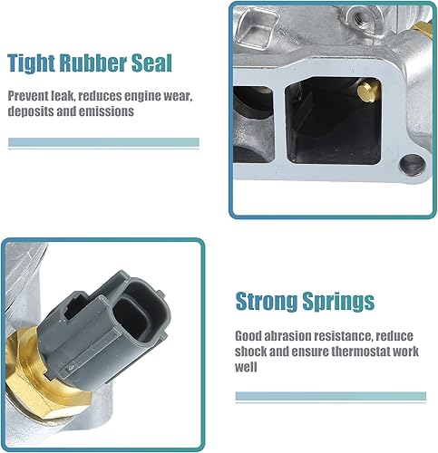 Miniatura 6 de X AUTOHAUX Conjunto de carcasa del termostato del refrigerante del motor para Volvo S60 2003-2005 34794 15349 Metal plástico tono plateado