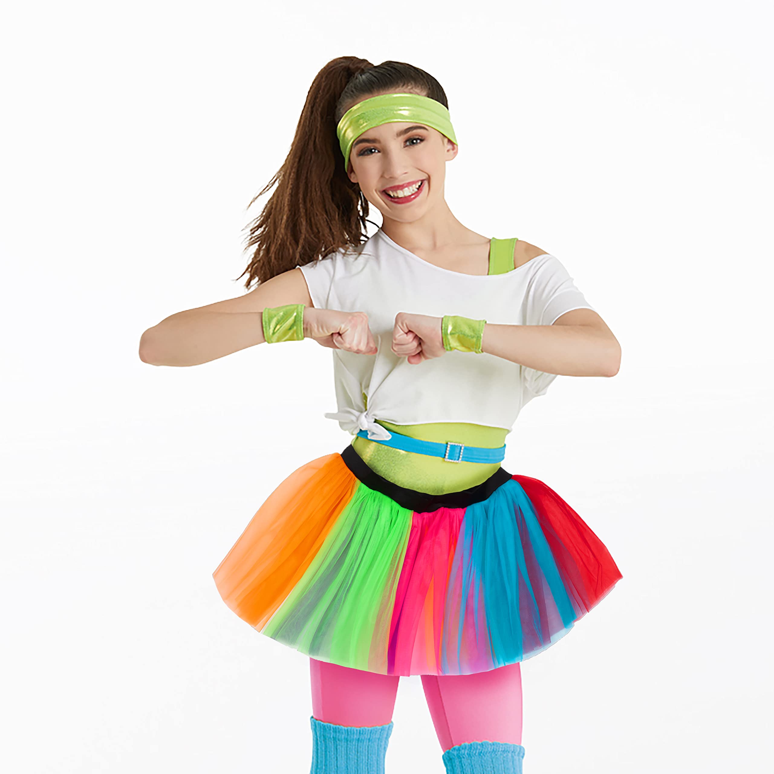 REDSTAR FANCY DRESS Ladies Neon Tutu Skirt 80s Party Outfit Hen Party Running Costume 1980s (8-12 UK, Rainbow) - Image 4