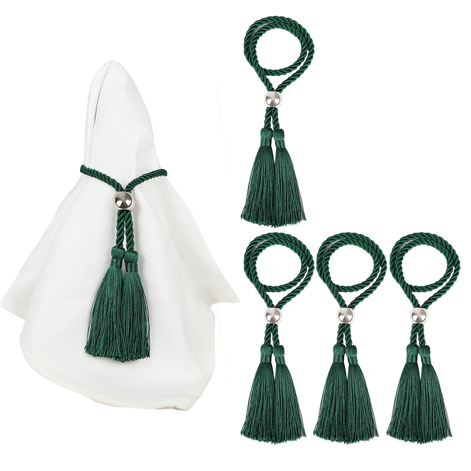 Table Decor Napkin Rings, Napkin Rings 12PC Beads Tassel Buckle Multicolor Table Decoration Accessories
