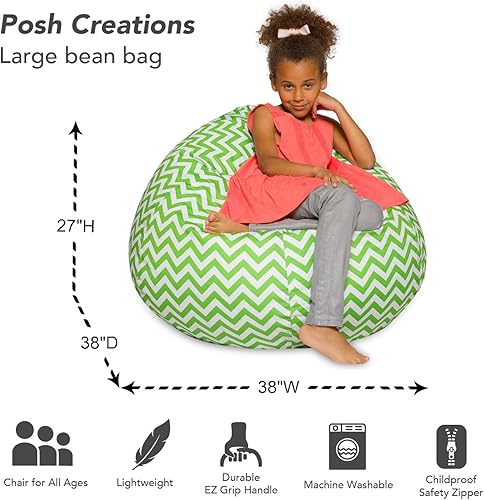 Miniatura 378 de Posh Creations - Sillón puff para niños, adolescentes y adultos, incluye funda extraíble y lavable a máquina, grande de 38 pulgadas, piel de conejo