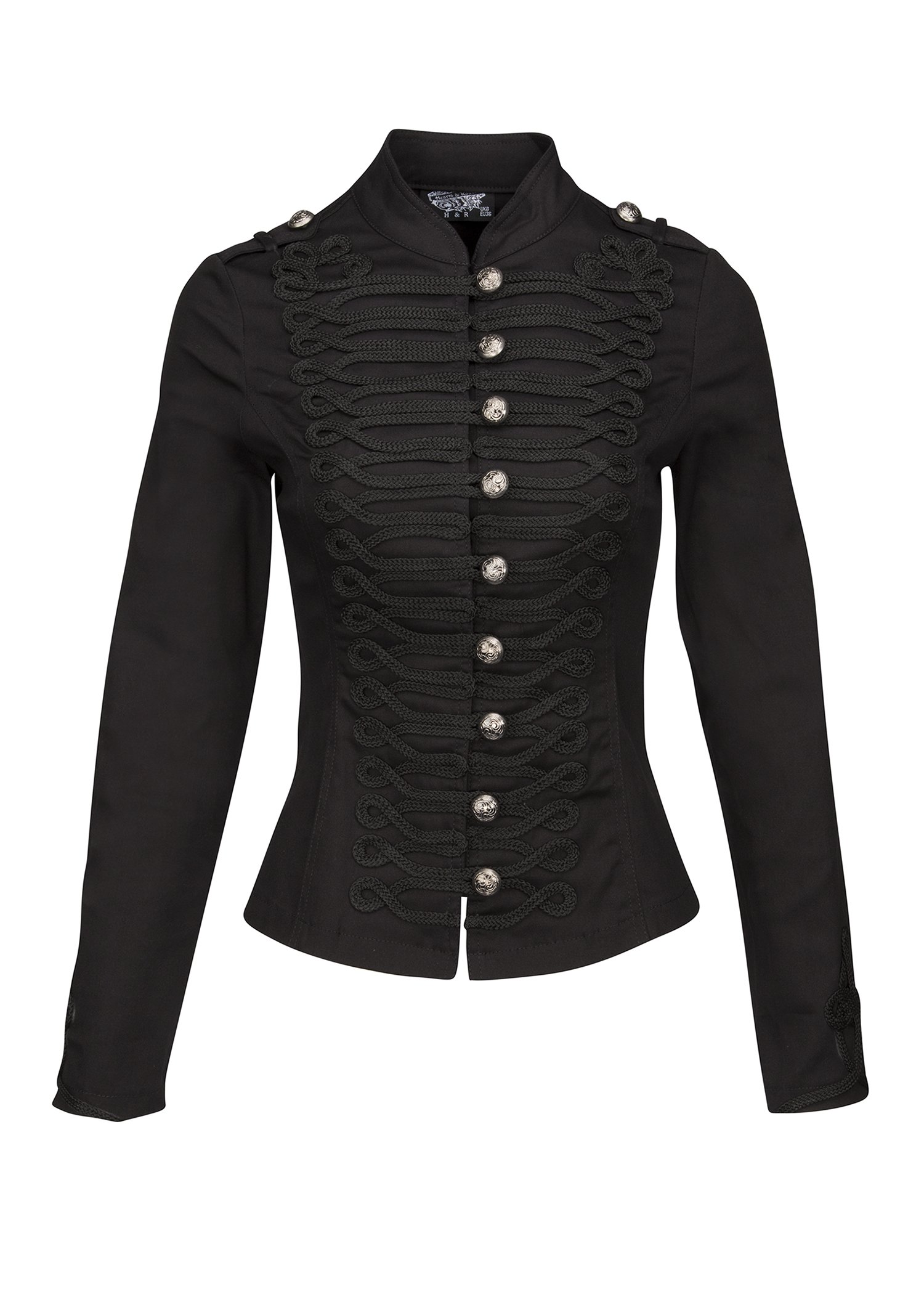 Pretty AttitudeWomens Black Military Look Steampunk Gothic Jacket with Buttons