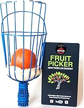 Fruit Picker Basket Head with Clamp, Metal Wire Cage, Lightweight, Foam Padded, Blue, for Apple Mango Harvesting (Pole Not Included)