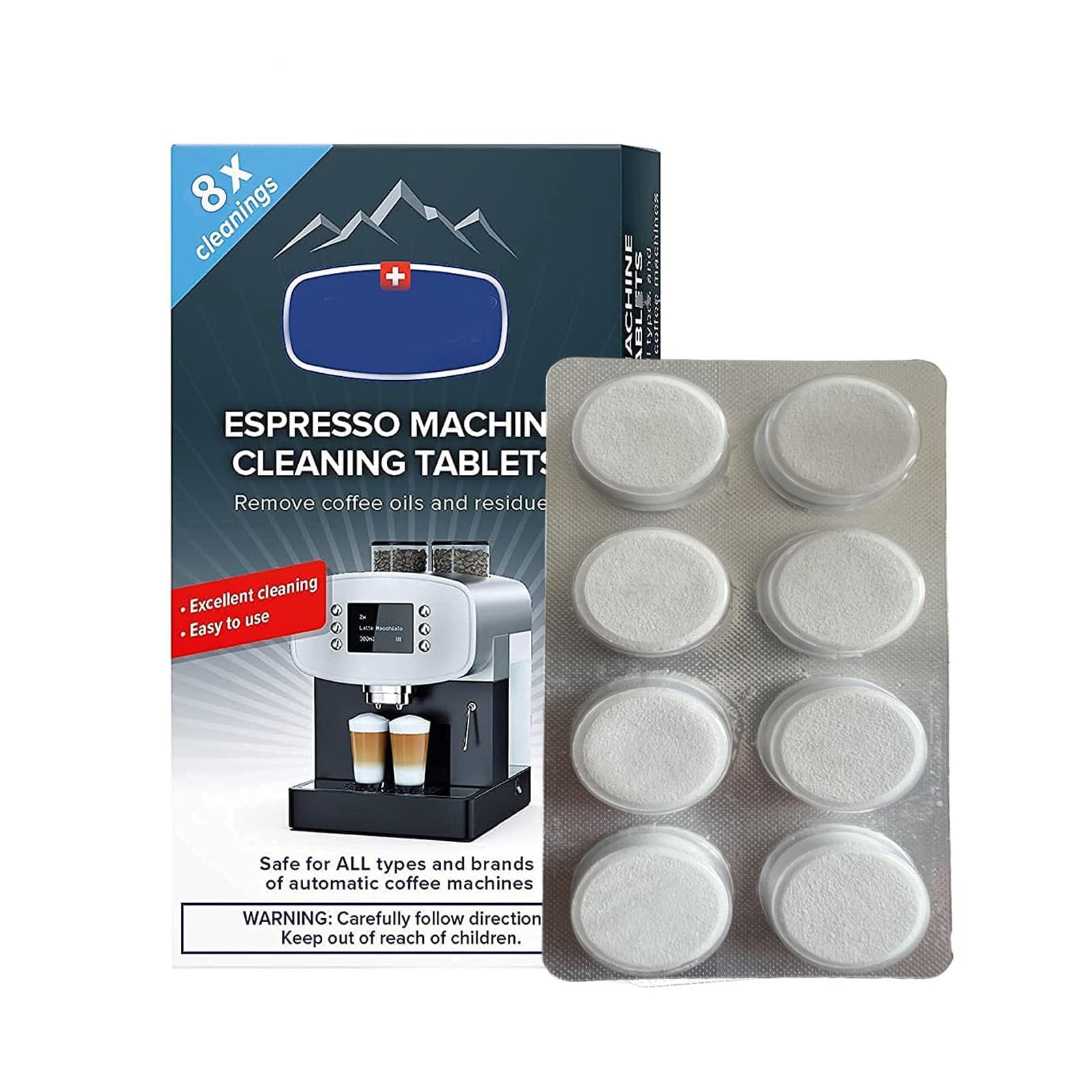 EDTECHMachine Cleaning Tablet 8 Count Professional Machine Cleaner Descaling Tablets for Coffee Machines, Steam Ovens, Ovens, Ranges