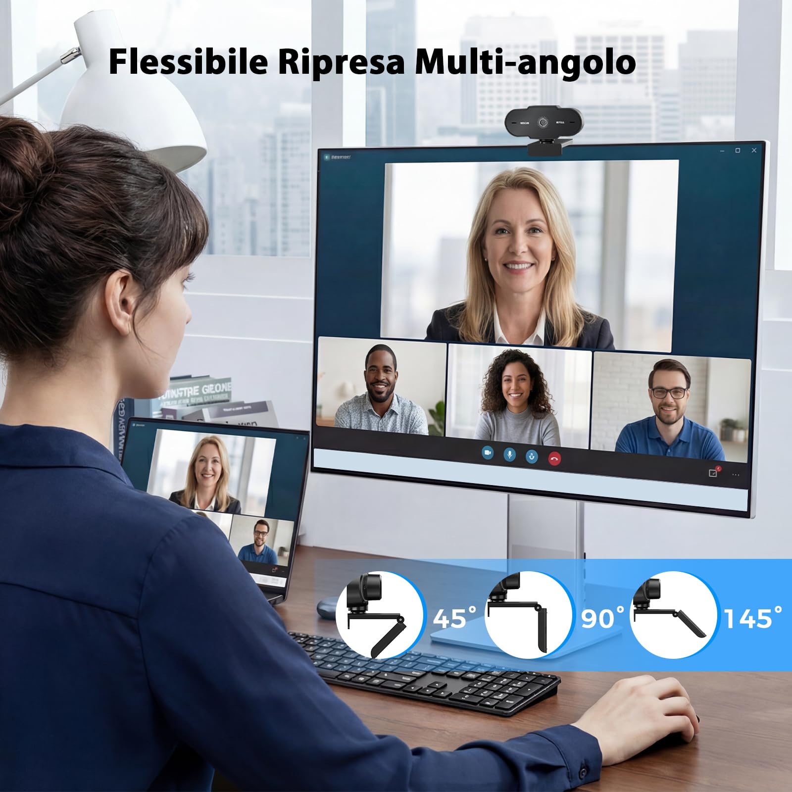 veorkide Webcam PC con Microfono Full HD 1080P - Web Camera PC USB Fuoco Fisso 30 FPS Videocamera Anti-Rumore per Laptop Desktop Youtube Streaming Skype Zoom Teams MacOS Windows Linux