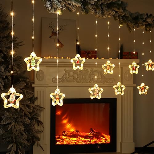 Miniatura 2 de Guirnalda de luces de Navidad 120 luces LED colgantes con juguete de adorno de Navidad de Papá Noel brazo alimentado por USB luces blancas de