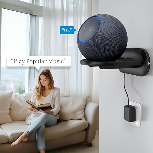 Miniatura 4 de PlusAcc Soporte de pared para Studio & HomePod & Era 100, soporte de montaje que ahorra espacio con espuma extraíble, organización de cables