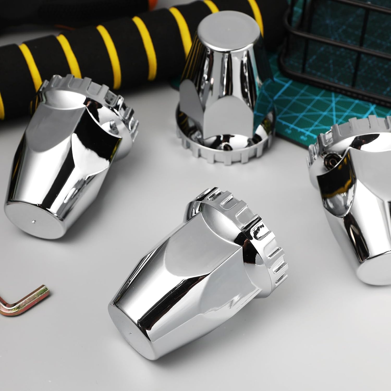 20 Pcs Semi Truck Lug Nut Covers Chrome-Plated Plastic Wheel Hub Protectors for Trailers Wear-Resistant Easy Installation Lug Nuts Caps Kit for Heavy-Duty Trucks