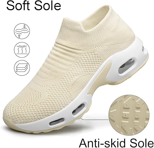 Miniatura 4 de YHOON - Zapatos deportivos para caminar para mujer, sin cordones, para enfermería, trabajo, con cámara de aire, de malla, informales, para correr y