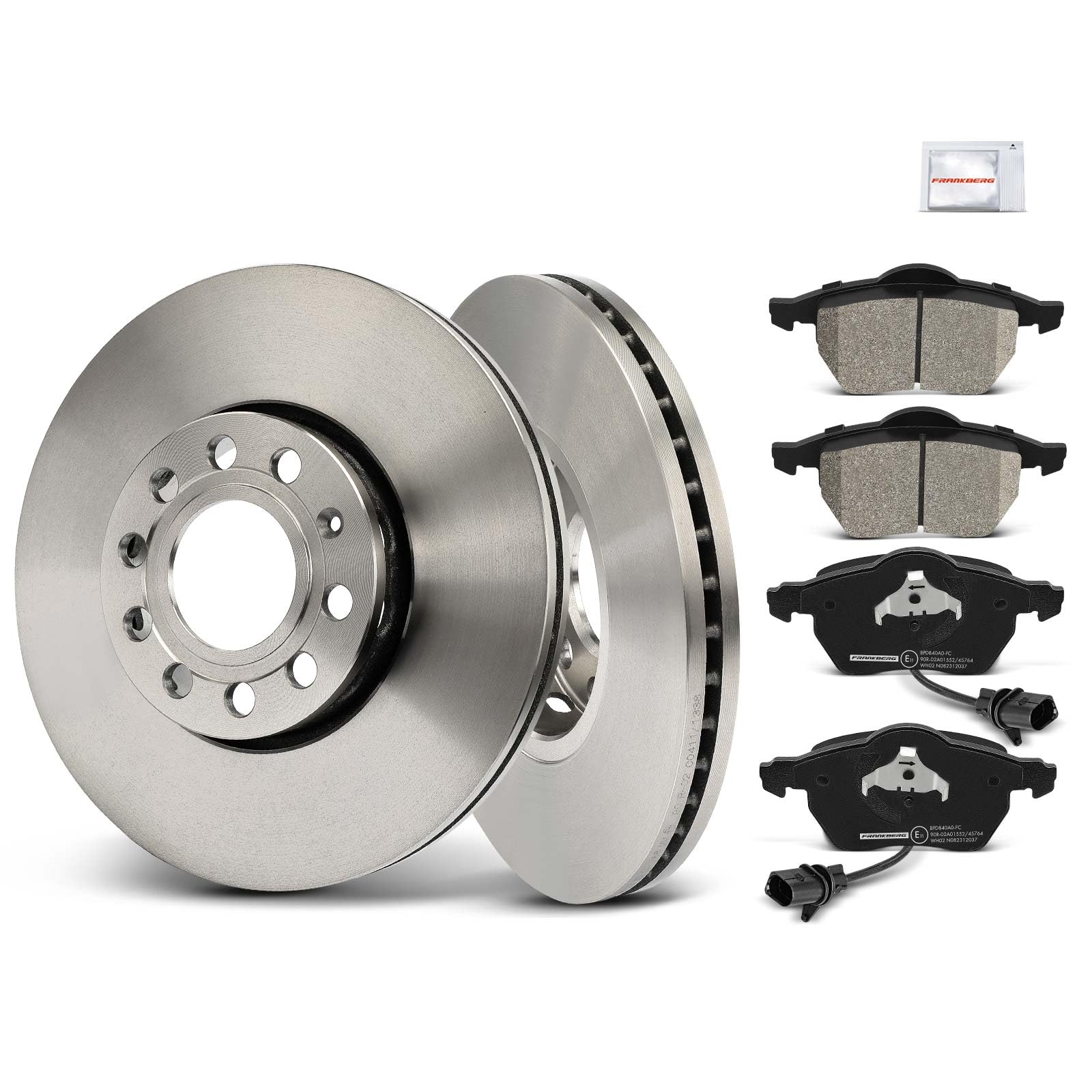 Frankberg 2x Bremssattel + 2x Bremsscheiben + 4x Beläge Vorderachse Kompatibel mit A4 8E2 8EC A4 Avant 8E5 8ED A6 4B2 Exeo 3R2 P.a.s.s.a.t 3B2 Replace# 4A0615301C