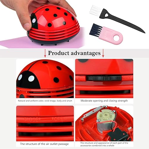Miniatura 3 de Mini aspiradora de escritorio, linda aspiradora, limpiador portátil de polvo de escritorio, mini aspiradora de polvo de mesa, funciona con pilas
