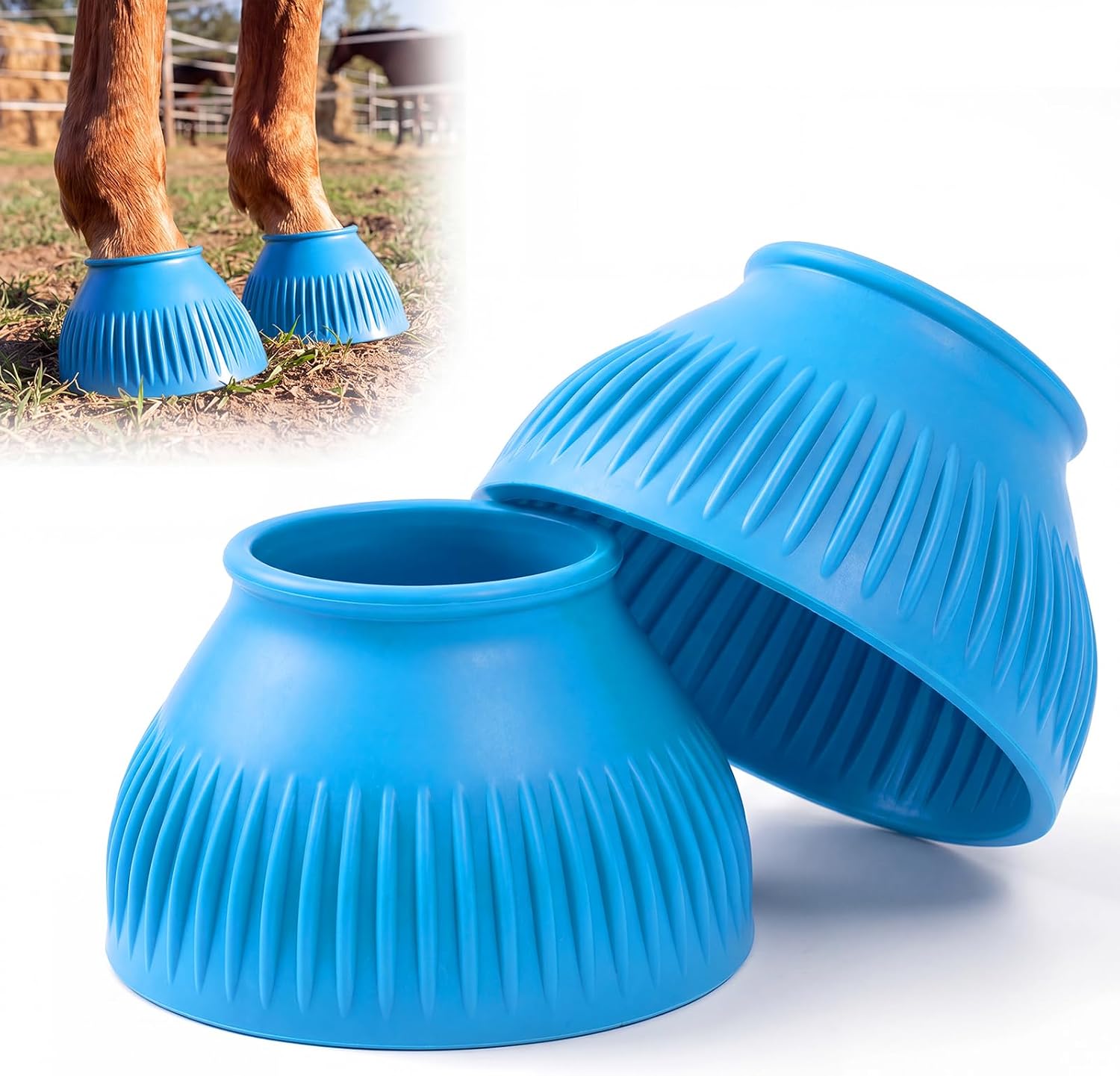 Abbylike Horse Bell Boots 1 Pair, Horse Overreach Ballistic Rubber Bell Boots Care for Turnout, No Rub Design Protect Against Hoof Impact Trauma