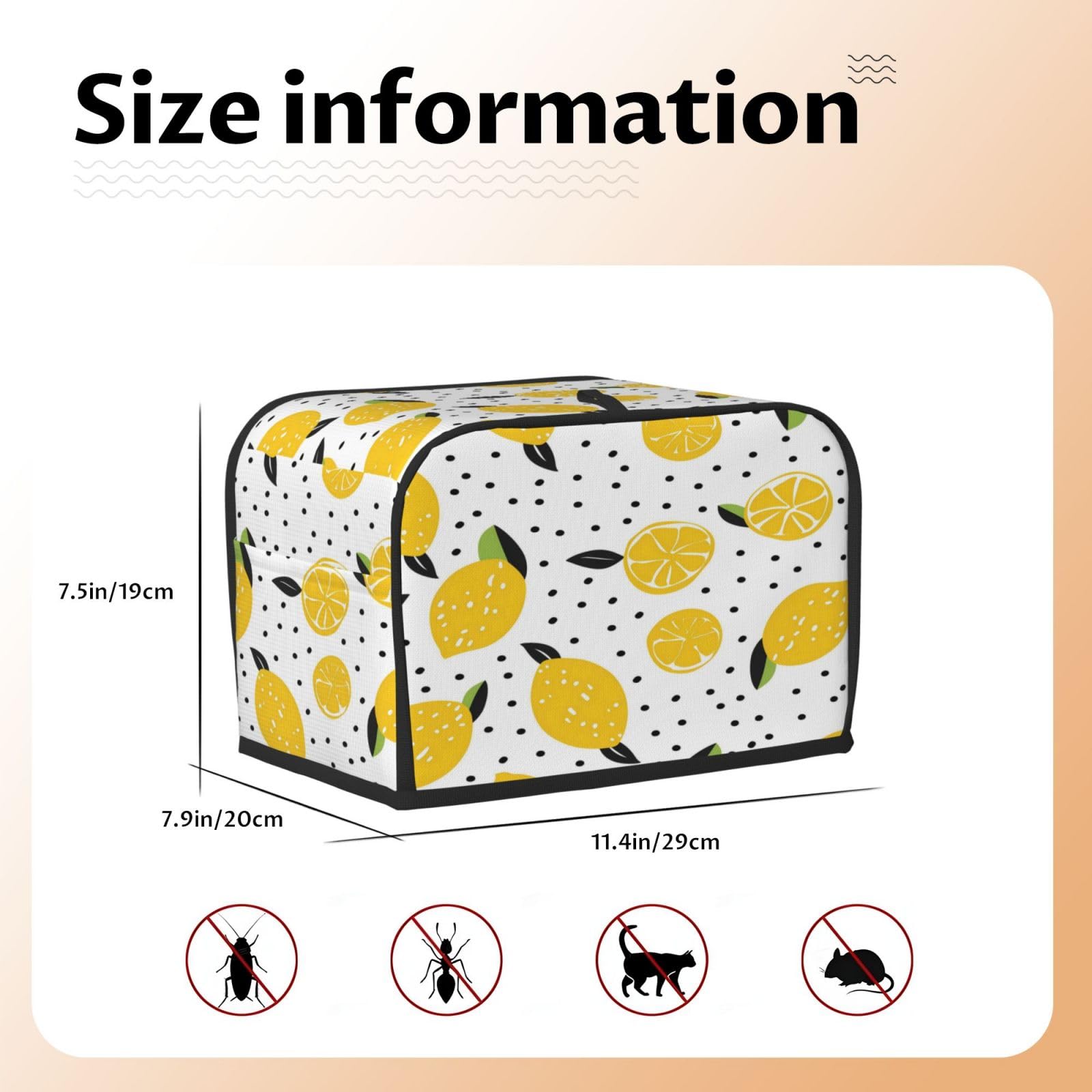 Cubierta para tostadora con patrón de limón amarillo, ranura ancha de 2 rebanadas, a prueba de polvo, impermeable, para electrodomésticos de cocina, con lazo para colgar, protector de 5