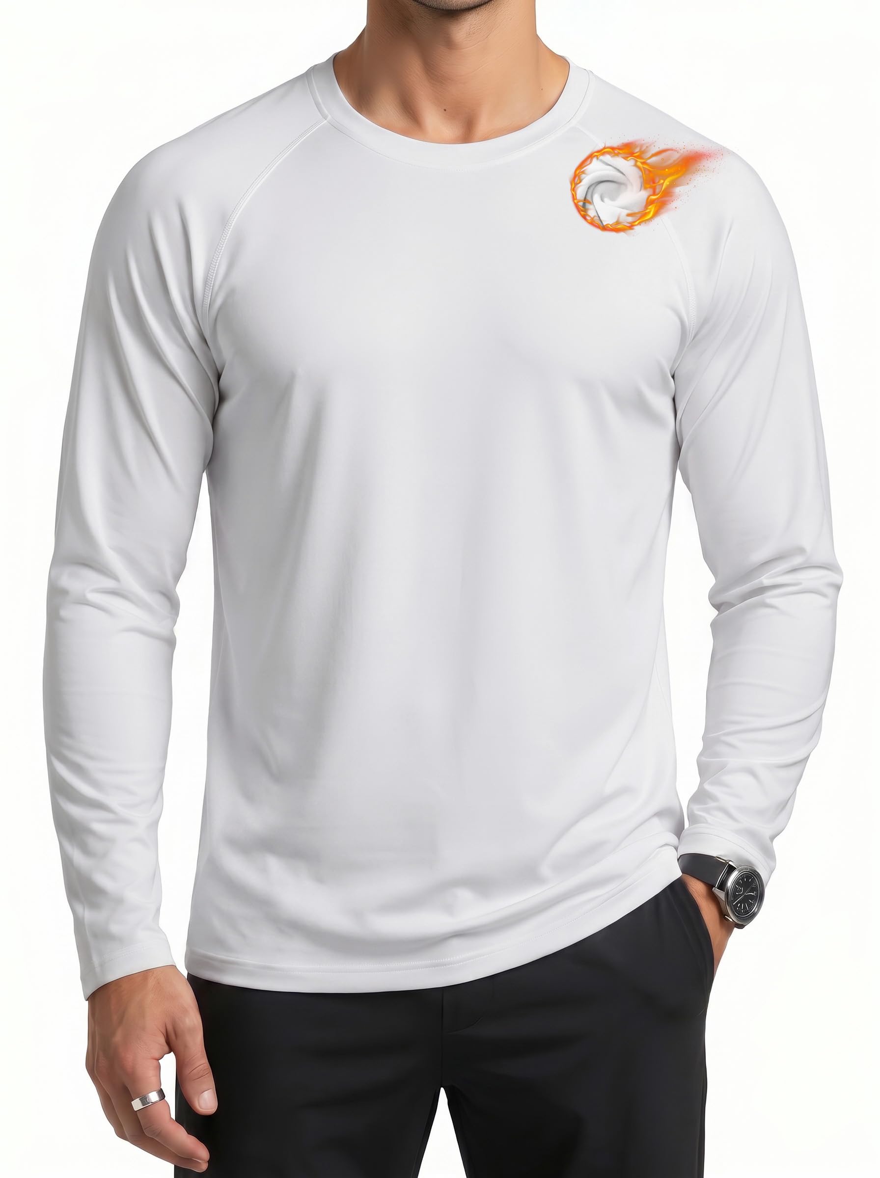 MAGCOMSEN Thermounterwäsche Herren Langarmshirt Thermoshirt Winter Sport | Longsleeve Funktionsshirt,Raglan Fleece,Stretch Angenehm Weich Atmungsaktiv Feuchtigkeitsableitend,Casual Alltag Freizeit
