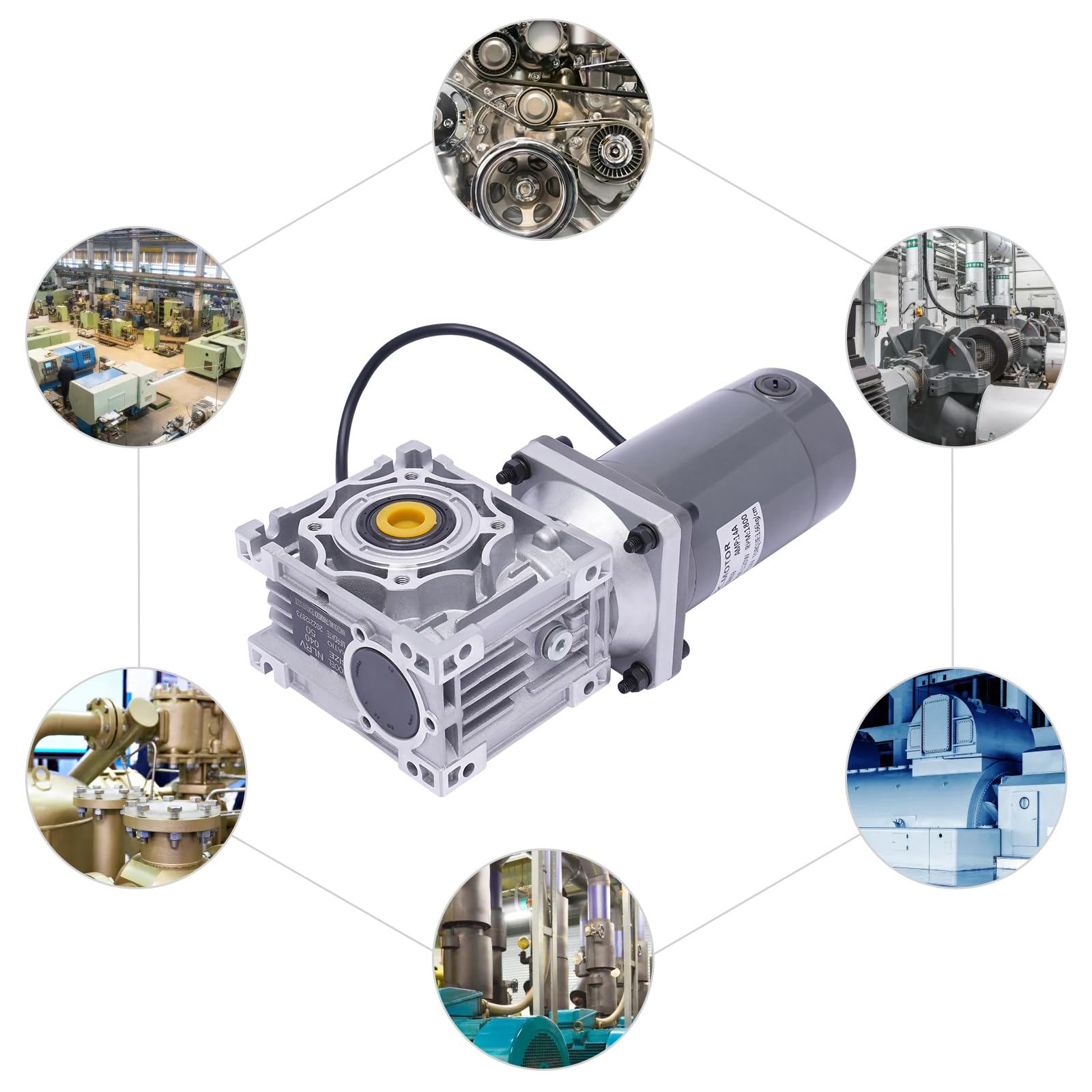 Getriebemotor 12V DC Getriebemotor,120W RV40 Schneckengetriebemotor Drehzahl einstellbar im Uhrzeigersinn/CCW,Selbsthemmung(12V),1800RPM,Drehmoment 3,66kg/cm