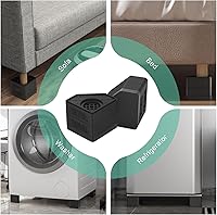 Vista 8 de SEISSO Almohadillas antivibración para lavadora. Paquete de 4 pedestales para lavadora y secadora, almohadillas de goma apilables de alta Negro