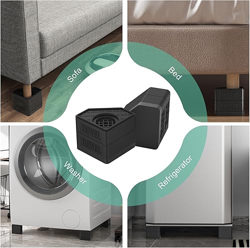 Miniatura 7 de SEISSO Almohadillas antivibración para lavadora. Pedestales de lavadora y secadora Almohadillas de goma apilables de alta resistencia. Cancelación