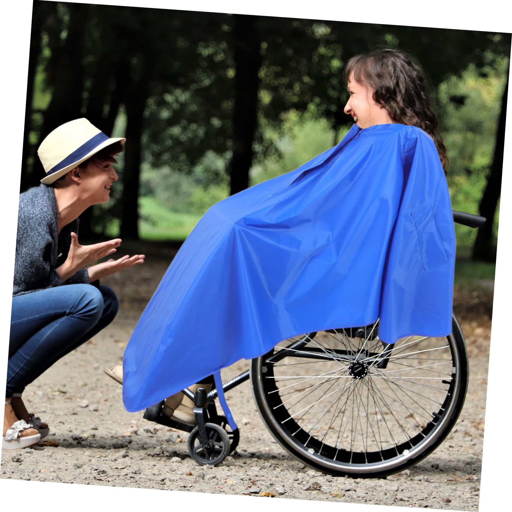 Rollstuhlponcho aus Polyester, Blau, mit Kapuze und Schirm | Regenschutz für Elektromobile, Leicht und Tragbar, für Draußen und Reisen
