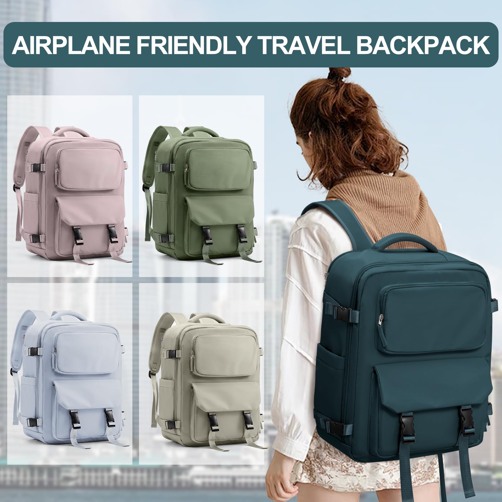 SZLX Zaino da viaggio grande da donna da viaggio zaino da escursionismo sportivo da esterno impermeabile zaino da scuola casual laptop da 14 pollici con porta di ricarica USB scomparto per scarpe