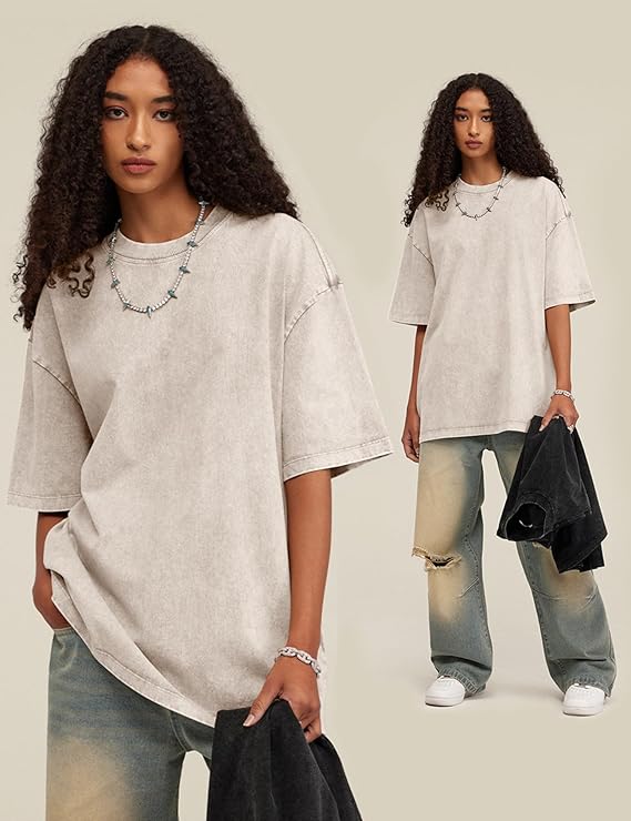 Arssm Men Oversized T Shirts Vintage Tee Loose Fit Short Sleeve Casual Streetwear Baggy Washed Unisex Tops