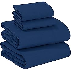 Tribeca Living 100% Cotton German Flannel Sheet Set - 200 GSM, Deep Pocket, Ultra Soft & Cozy, Queen, Mid Blue