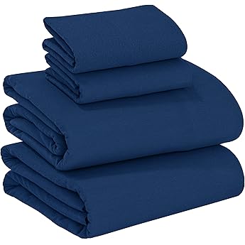 Tribeca Living 100% Cotton German Flannel Sheet Set - 200 GSM, Deep Pocket, Ultra Soft & Cozy, Queen, Mid Blue