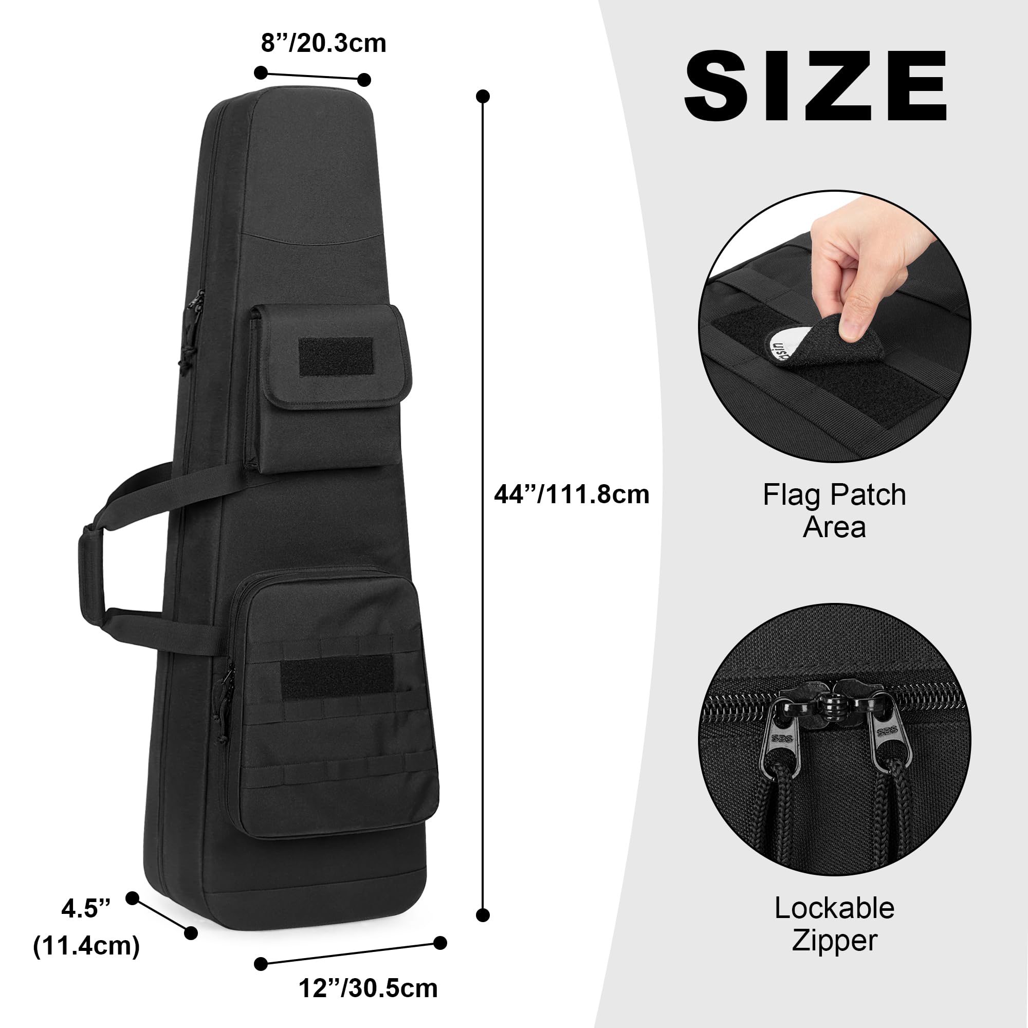 DSLEAF Mochila y Funda Doble para Rifles de 42”, Estuche de Transporte Acolchado con Cremalleras con Cierre de Doble Vía, Bolsa Táctica con Múltiples Bolsillos para Tiro y Caza
