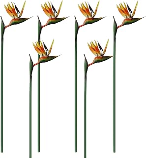 Qingriver 6 Pcs 32' Artificial Bird of Paradise Flowers Plants for Home Garden Wedding Party Decor (Yellow)