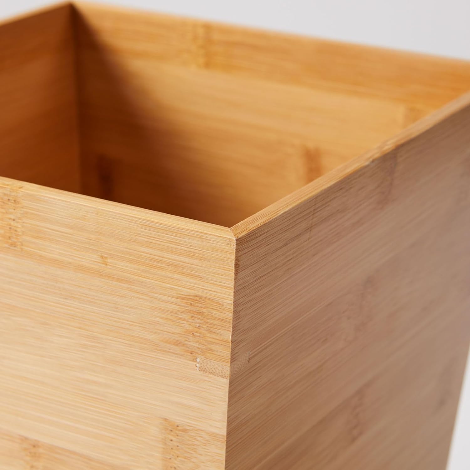 Wooden Trash Can,Small Square Bamboo Waste Bin for Bathroom, Bedroom, Dorm, College, Office - 8"x8"x10" Size，Bamboo
