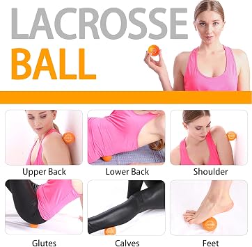 Massage Ball Set, Spiky Ball & Lacrosse Ball for Body Massage, Muscle Relief, Deep Tissue, Myofascial Release, Massager for Neck, Shoulder, Back, Foot or Muscle Tension - Orange