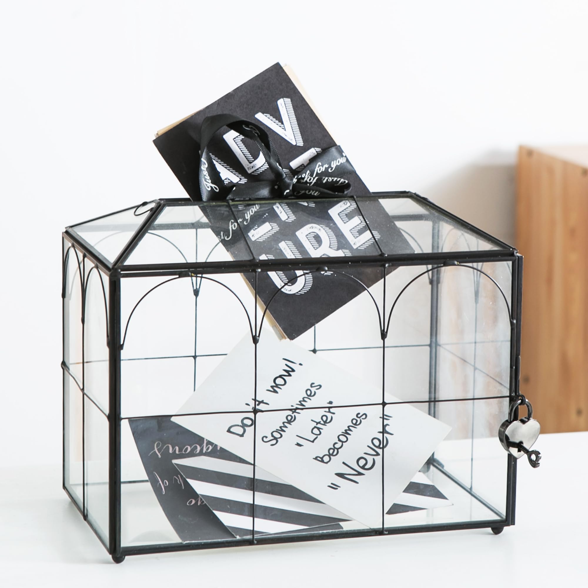 Hooqict Schwarze Kartenbox 23cm - Geschenkkarten-Box Für Hochzeit, Geburtstag, Partys