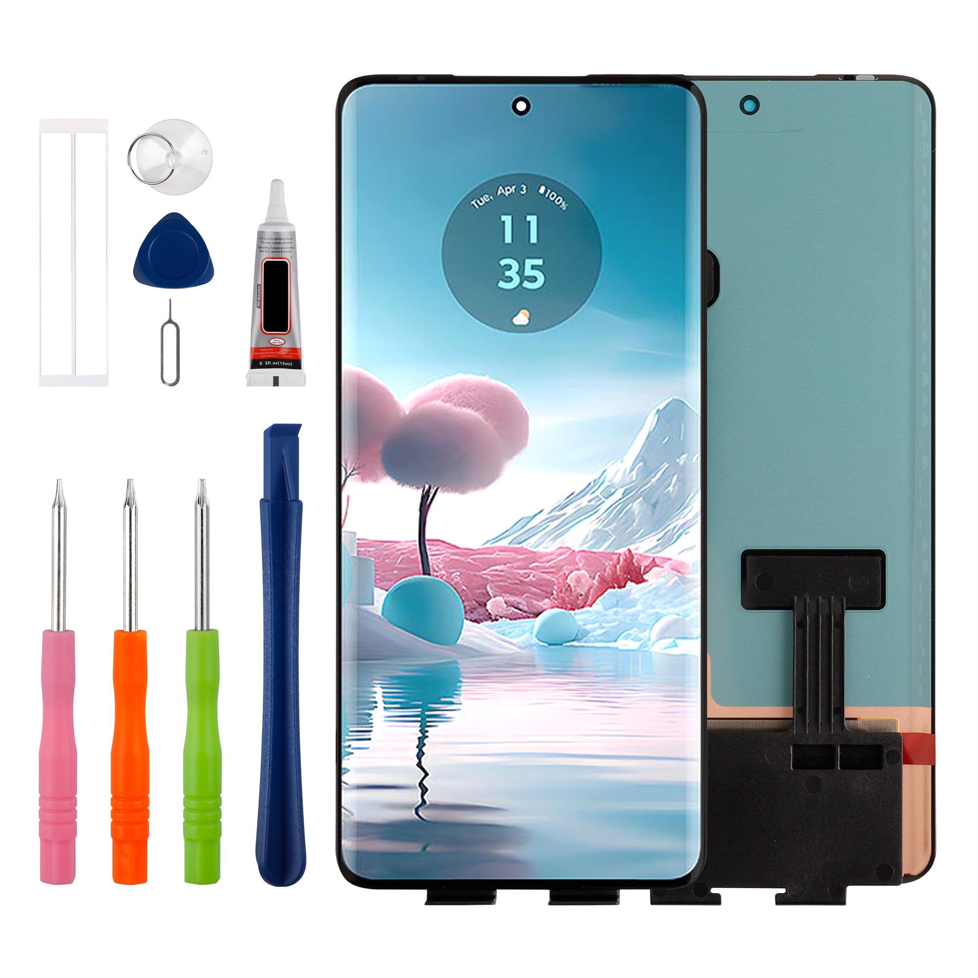 Duotipa LCD Display Touchscreen Digitizer Assembly Replacement for Motorola Moto Edge 40 XT2303-2 / Edge 40 Neo XT2307-1 6.5 Inch with Technical Repair Tools Kit Black