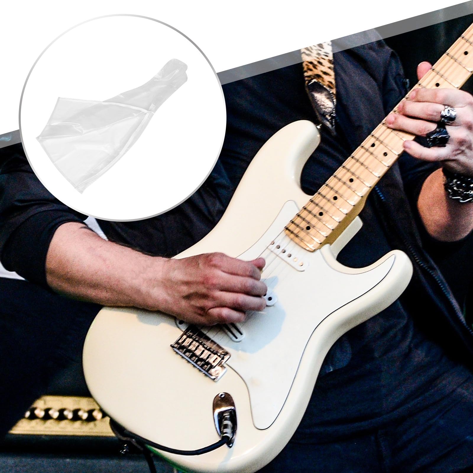 Funda Protectora y Resistente al Polvo, Diseño Simple y Práctico de PVC Esmerilado Blanco para Bajos y Guitarra para Uso Doméstico