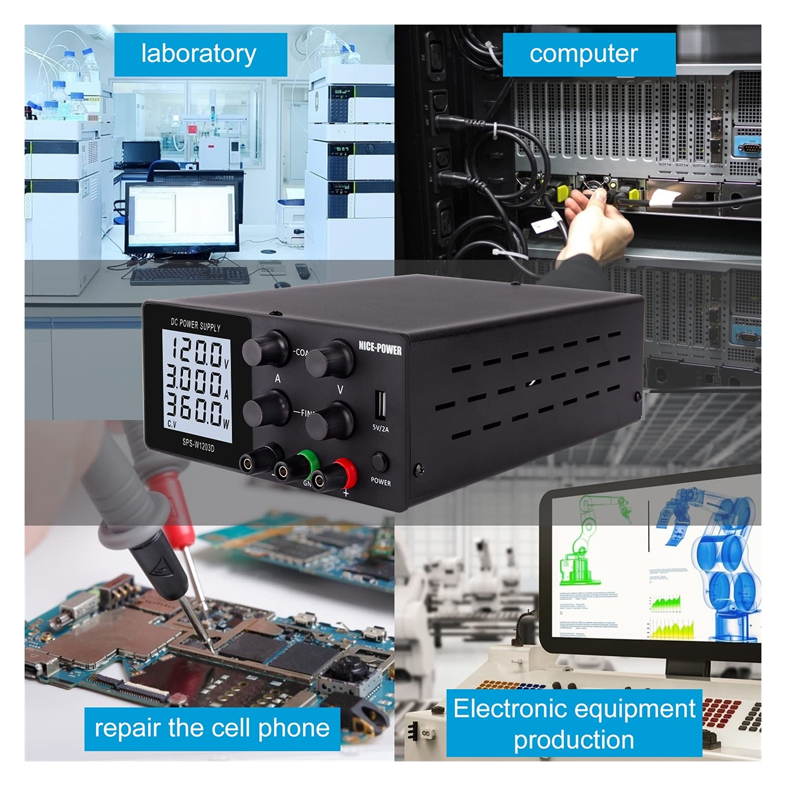 Alimentatore da laboratorio, Dc. Alimentazione regolabile a 4 cifre Lcd. Schermo Lab Bench Power Source 3 0V 10A 60 V 5A 120-V 3A AC Commutazione dell'alimentazione stabilizzata , alimentatore DC rego
