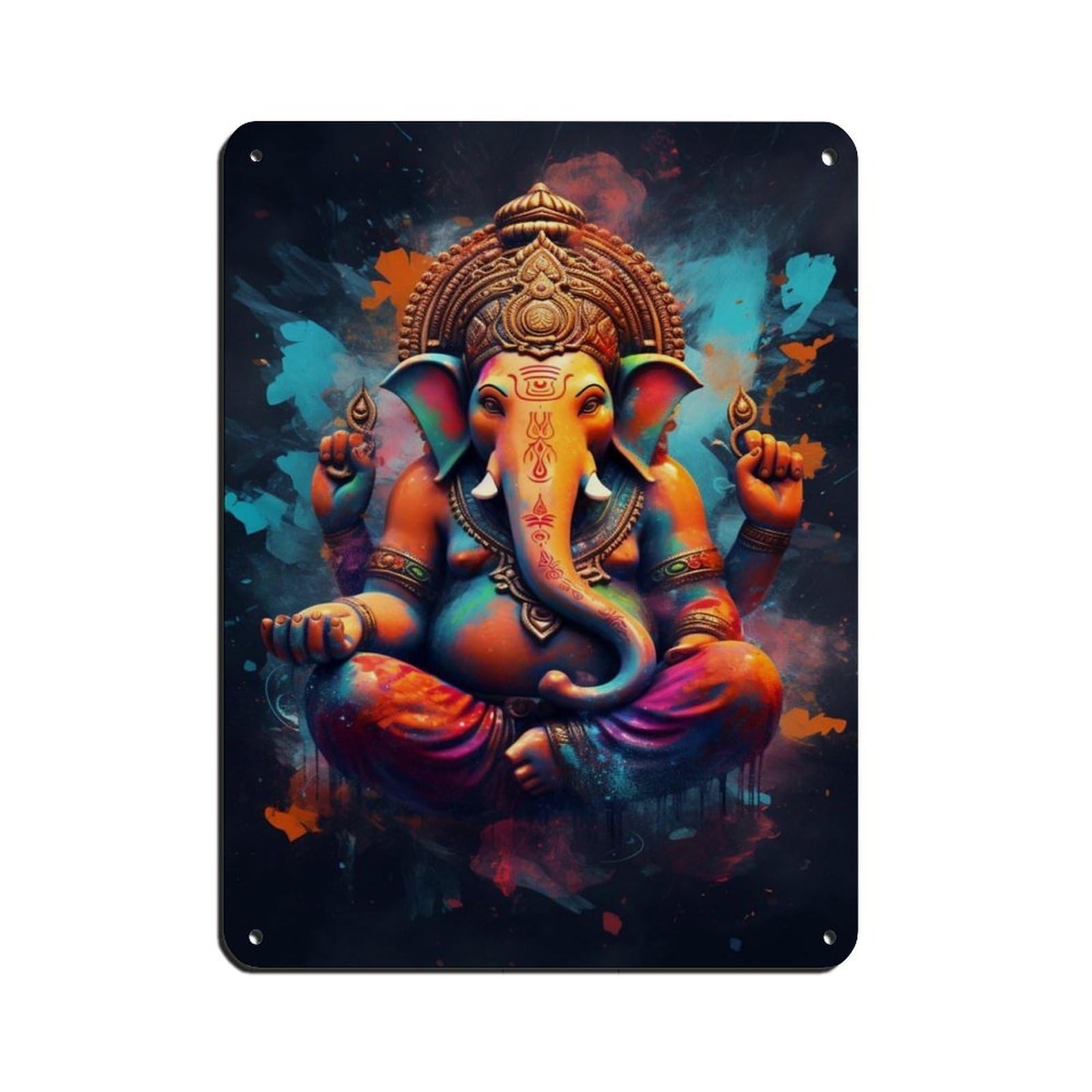 Hindu Ganesha Decor (4) Tin Sign Vintage Metal Pub Club Cafe Bar Home Wall Art Decoration Poster Retro 12x16inch(30x40cm)