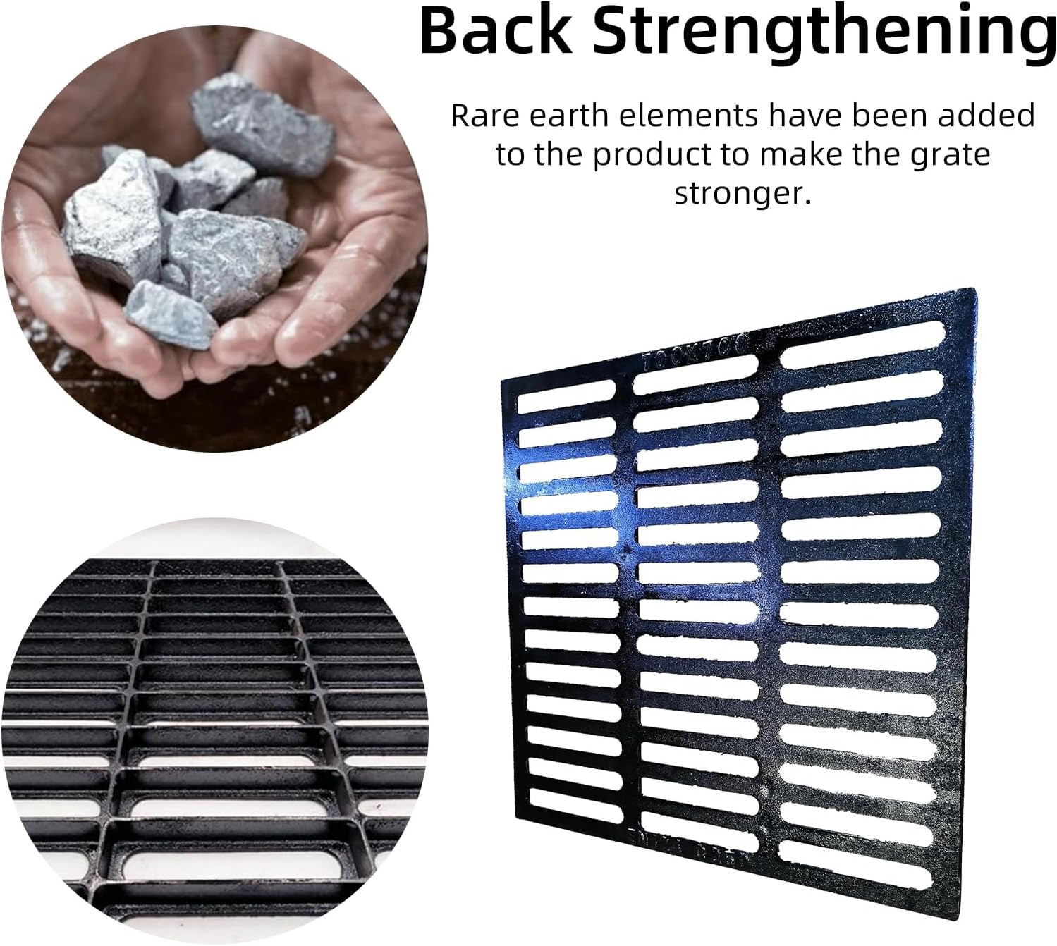 27.5"x27.5" Ductile Iron Drain Cover, Fepinc Outdoor Square Black Drain Grate, B125 Class Channel Grate, Durable Heavy Duty Sewer Grate for Concrete Floor (True Size 70cmx70cm)