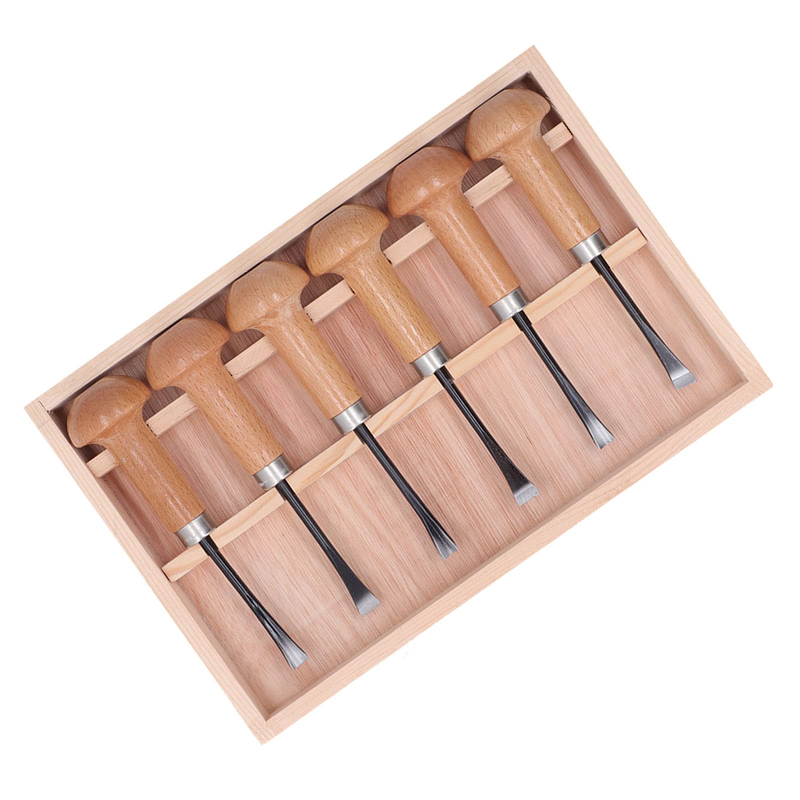 6 Pieces Wood Chisel Set, Wood Carving Chisels Sculpture Hand Tools Mushroom Handle DIY Art Craft Accessories - Image 4