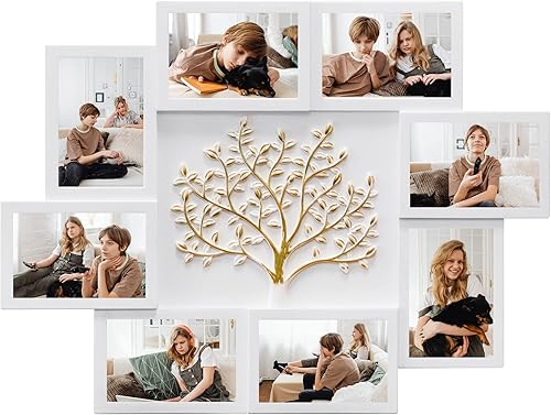 Jerry & Maggie Marcos de fotos de collage para decoración de pared para el hogar, marcos de fotos de árbol familiar para pared, marco de fotos de 4