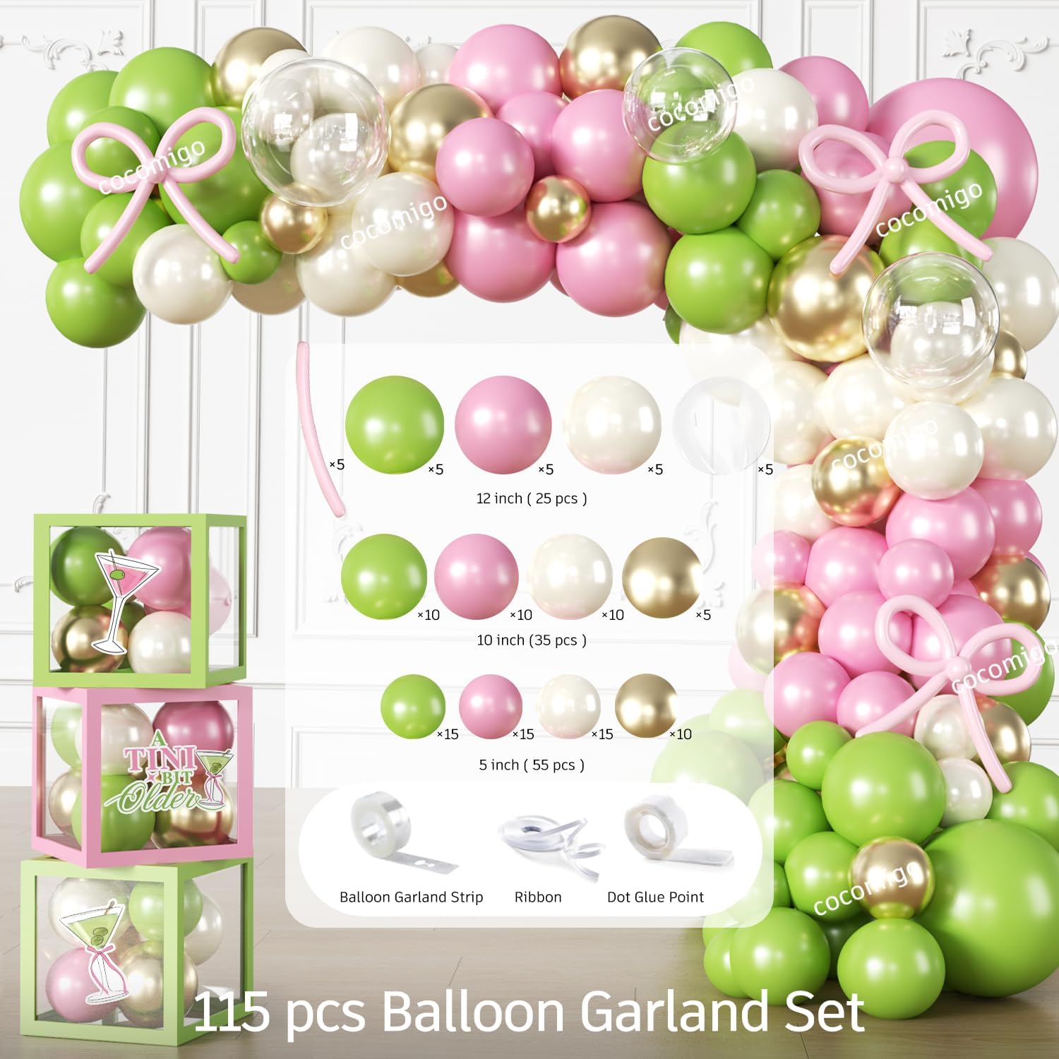 317Pcs A Tini Bit Older Birthday Tableware Set Serves 25 Guests, A Tiny Bit Older Birthday Decorations Include Banner, Plates, Balloons, Cups, Cake Topper for Girls Martini Bachelorette Party Supplies
