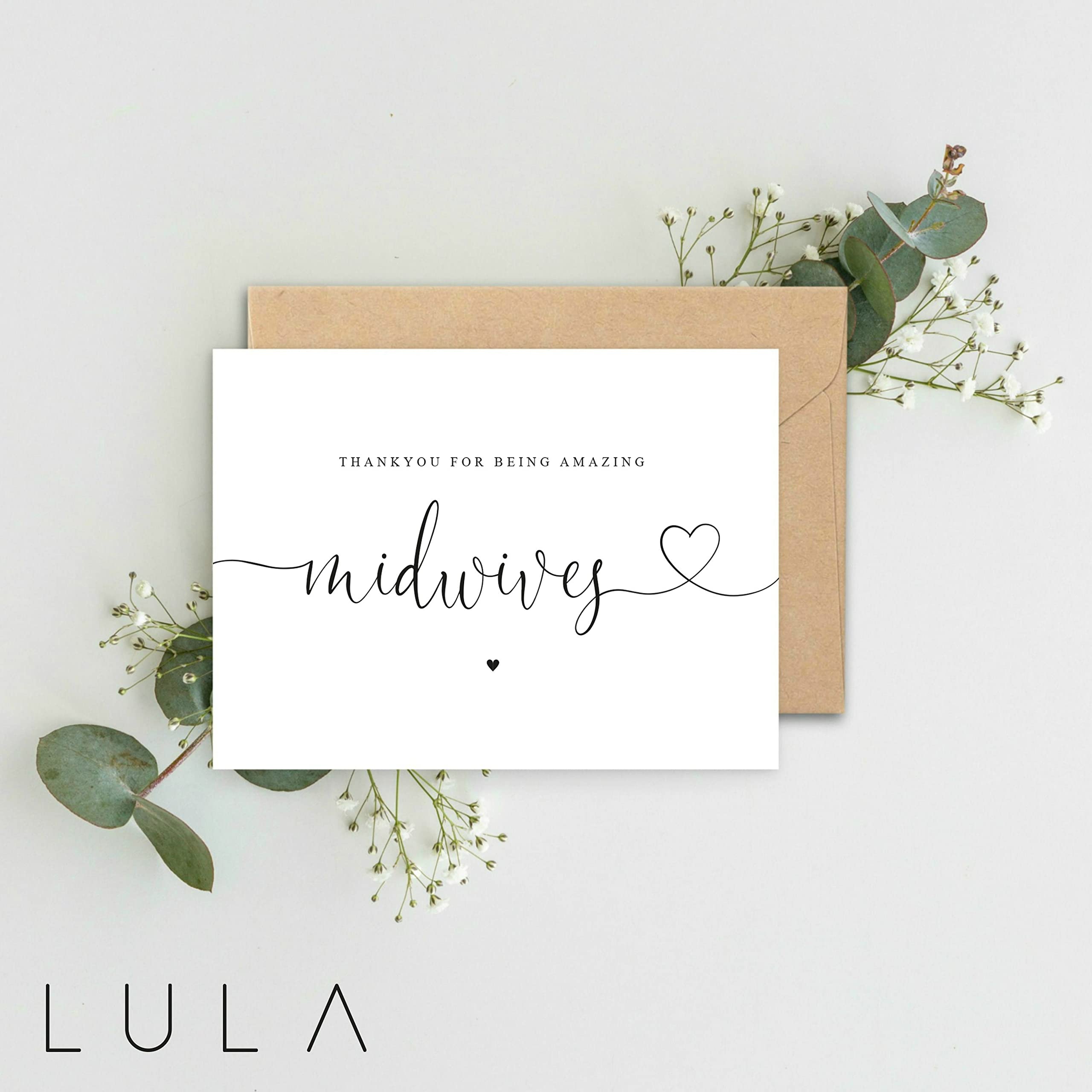 Thank you for being amazing MIDWIVES A5 Card & Kraft envelope, Midwives Card, Thank you NHS Midwives Card, Minimalistic Black and White - Image 2