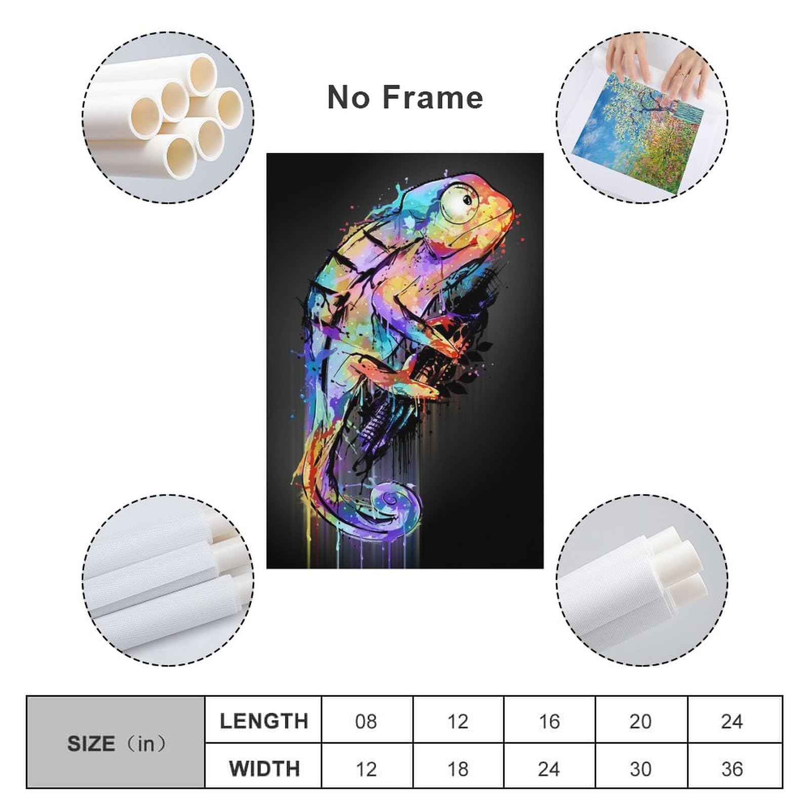 Amazon.co.jp: 水彩カメレオンキャンバスポスター アートパネル