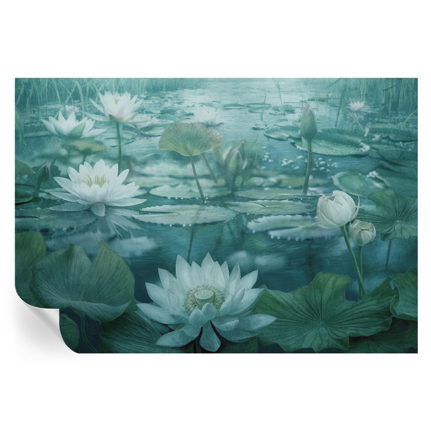 Murales de flores acuáticas para decorar el salón con vinilos elegantes de pared 1
