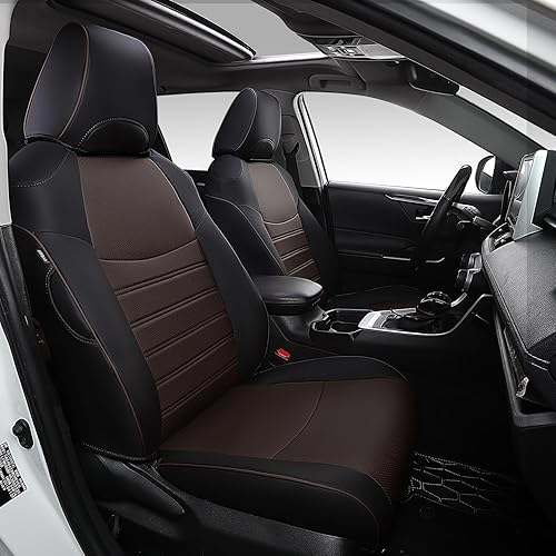 PTYYDS Fundas de asiento para Toyota RAV4 juego completo de fundas de asiento de piel sintética para Rav4 2019 2020 2021 2022 negro RAV4 2019-2022