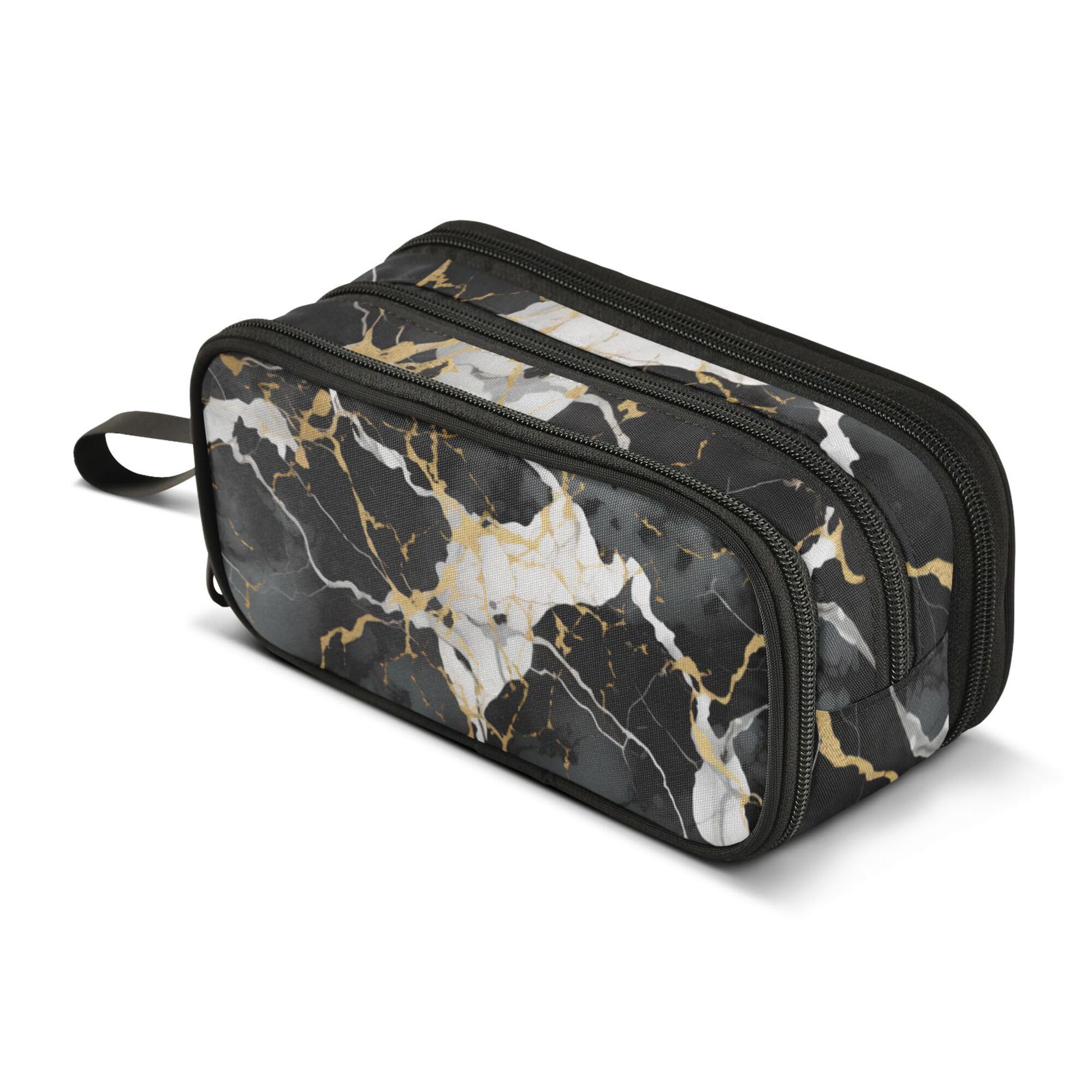 ALAZA Large Pencil Case, Big Capacity Pencil Bag Pen Pouch Holder 3 Compartments,Marble Black School Office Supplies Stationery Makeup Bag Storage Organizer for Students Girls Boys Women Men โ image 1