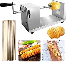 Spiral Cutter, Potato Twister, Stainless Steel Spiral Cutter, Potato Spiral with 50 Bamboo Skewers, Potato Spiral Cutter for Fruit, Potatoes, Tornado Chips