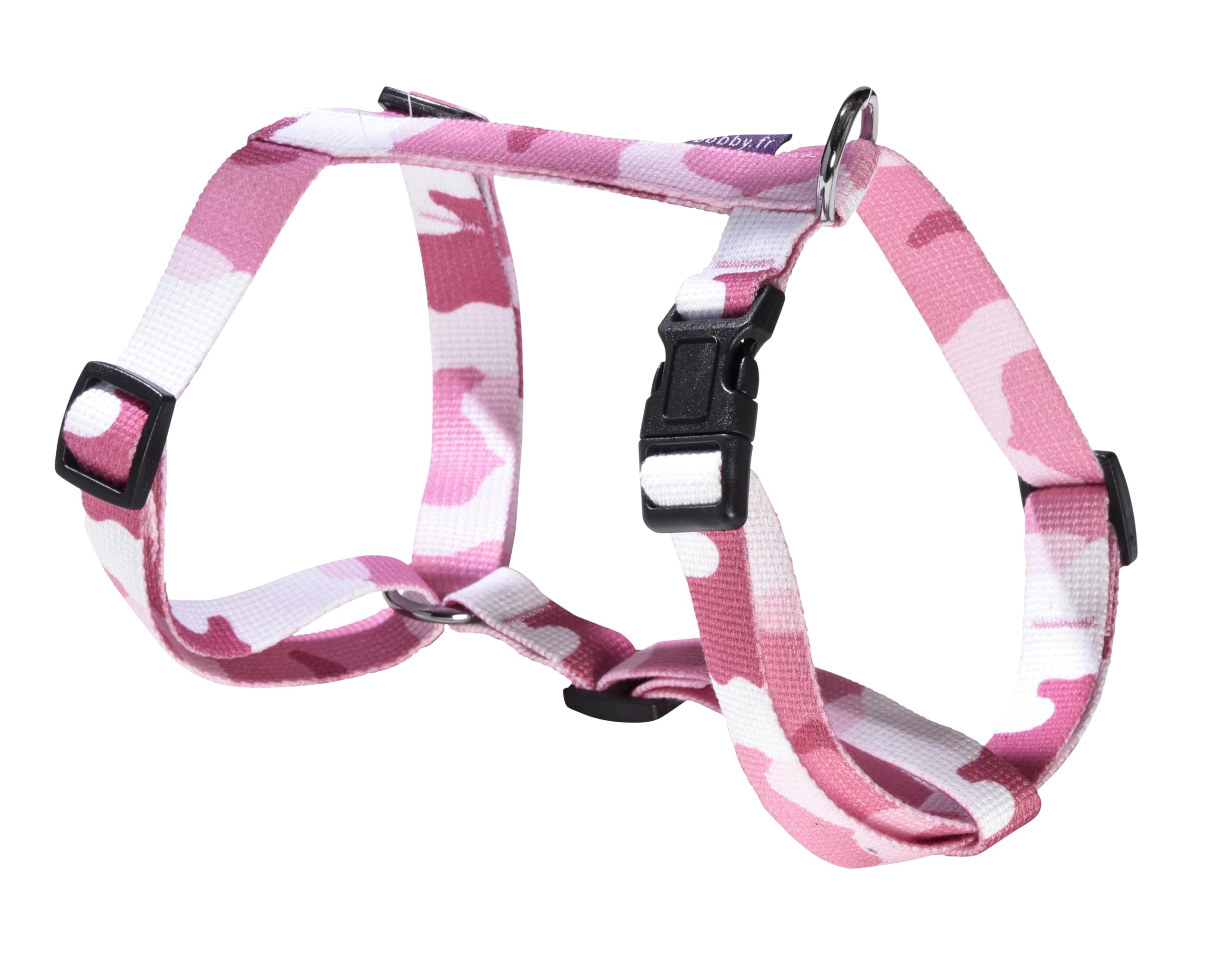Bobby Camouflage Dog Harness Size L, Neck Length 36-60 cm, Chest Circumference 51-84 cm with Metal Ring, Pink Camouflage