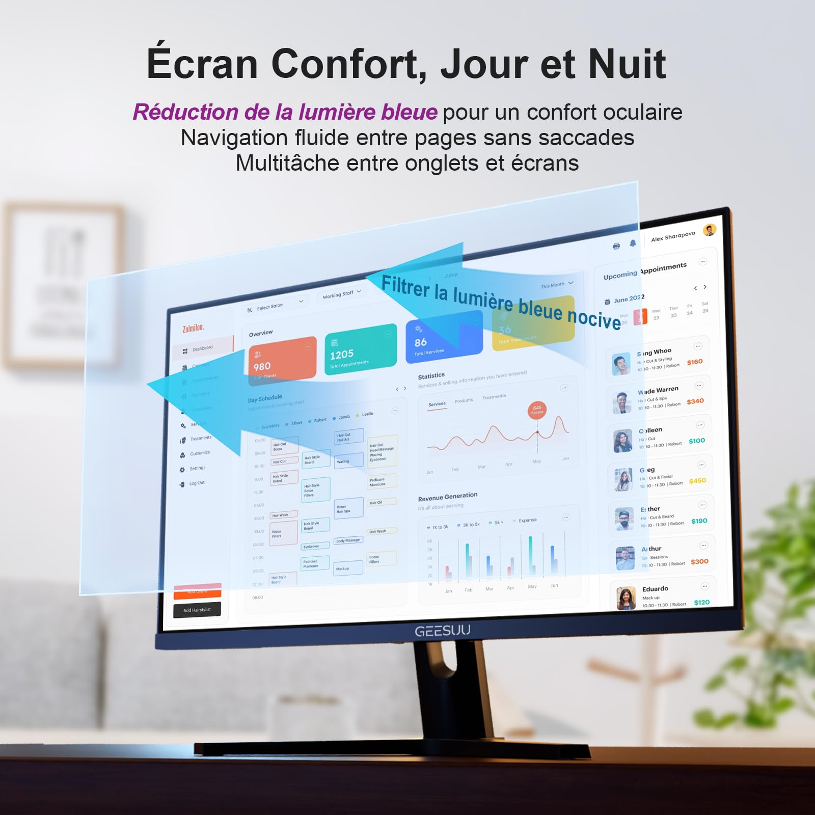 Ecran PC 27 Pouces, FHD 144Hz Moniteurs Gaming, VA Eye Care Screen, 99% sRGB, VESA 75x75mm, HDMI 2.0 & DP 1.4