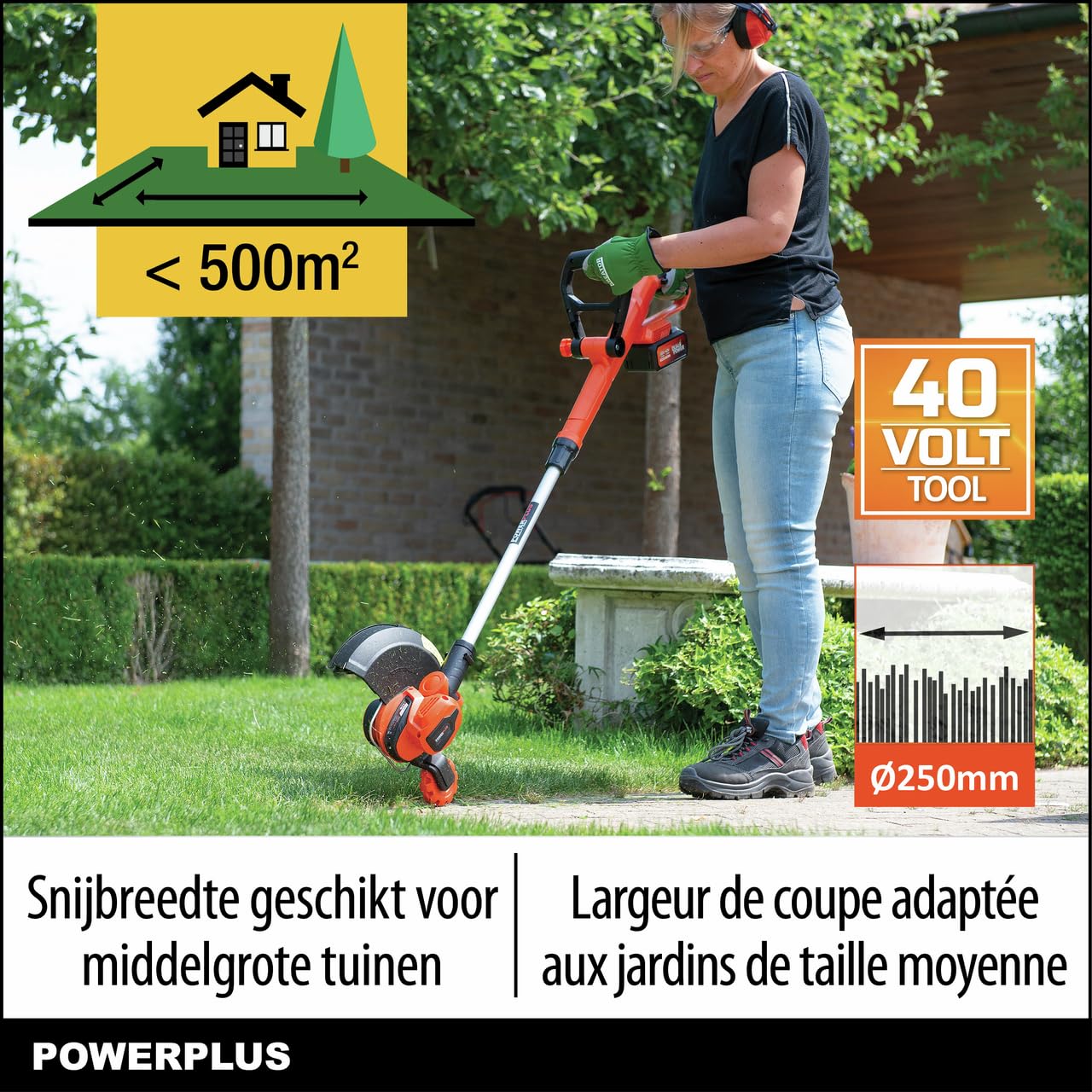 PowerPlus POWDPG7546 POWDPG7546 - Cortabordi, 40 V, 300 mm (Sin Batería)