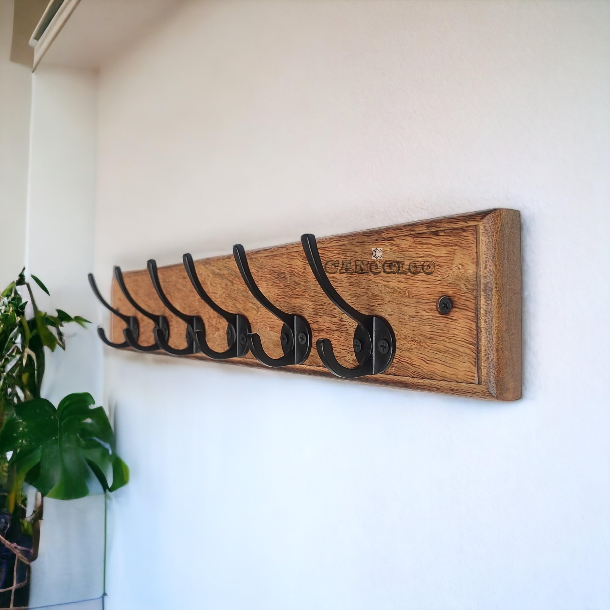 CANOGLOO Wooden Coat Hook,Towel Hook,Bathroom Mango Wood Hook, Wall ...
