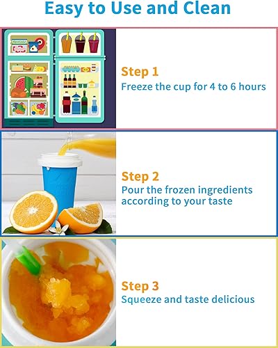Miniatura 3 de Slushie Maker - Taza mágica de congelación rápida y doble capa para preparar licuados de fruta taza de enfriamiento para apretar y preparar batidos
